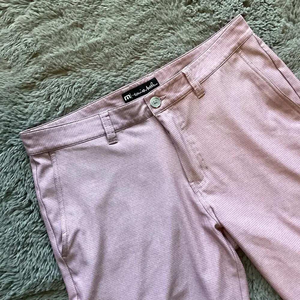 TravisMatthew Soft Pink Stripe Golf Shorts Men's Size 34 performance stretch